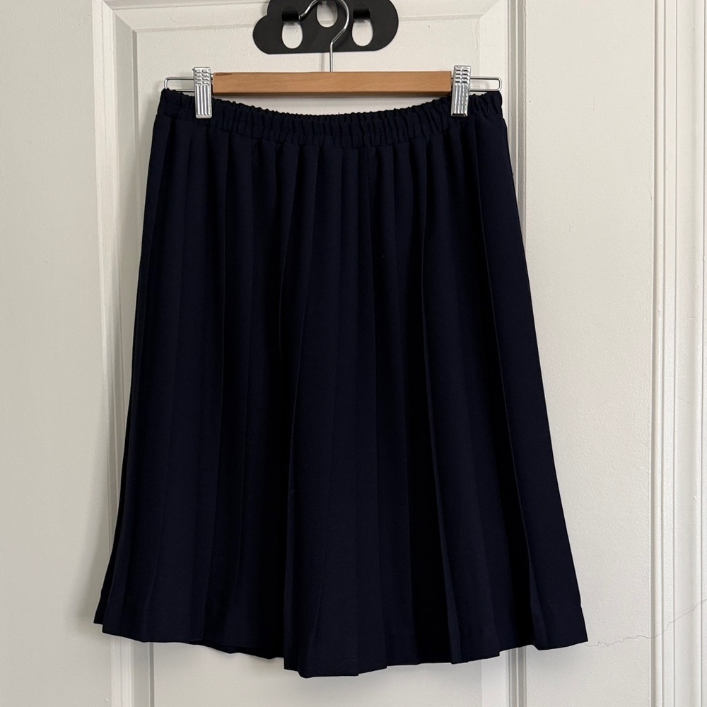 Vintage Navy Pleated Skirt